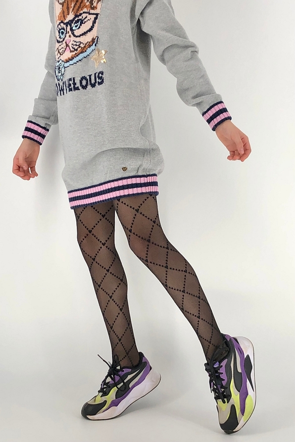 ΠΑΙΔΙΚΟ ΚΑΛΣΟΝ 30DEN ΜΕ ΦΙΛΕ ΠΛΕΞΗ ΚΑΙ ΣΧΕΔΙΟ ΓΕΩΜΕΤΡΙΚΟΙ ΡΟΜΒΟΙ ΑΠΟ ΚΑΡΔΟΥΛΕΣ