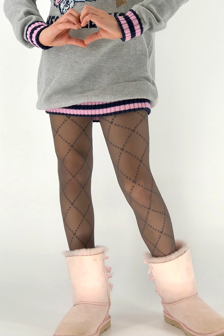 ΠΑΙΔΙΚΟ ΚΑΛΣΟΝ 30DEN ΜΕ ΦΙΛΕ ΠΛΕΞΗ ΚΑΙ ΣΧΕΔΙΟ ΓΕΩΜΕΤΡΙΚΟΙ ΡΟΜΒΟΙ ΑΠΟ ΚΑΡΔΟΥΛΕΣ