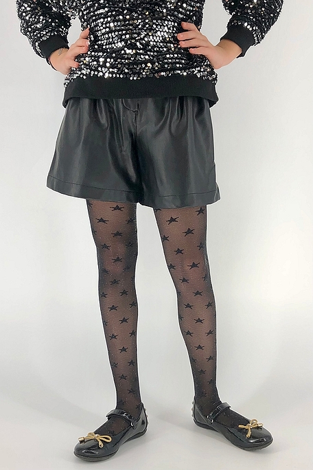 GIRL ELASTIC TIGHTS 30DEN WITH PANTY AND STARS PATTERN. THE TIGHTS SHINY GLITTER DEPENDING ON THE LIGHT