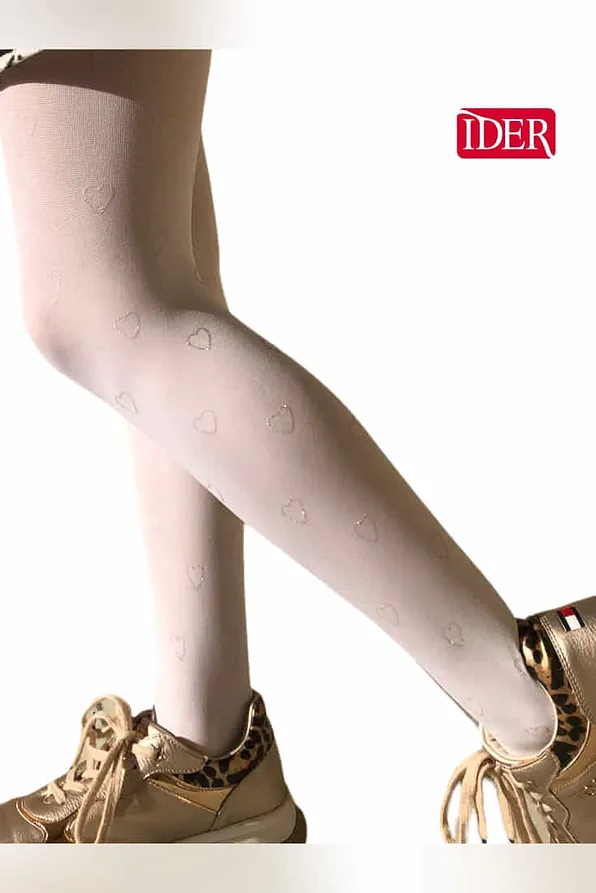 ΠΑΙΔΙΚΟ ΚΑΛΣΟΝ ΑΔΙΑΦΑΝΟ 40DEN ΜΕ ΣΧΕΔΙΟ ΣΤΑΜΠΑ ΚΑΡΔΙΑ BRONZE GLITTER