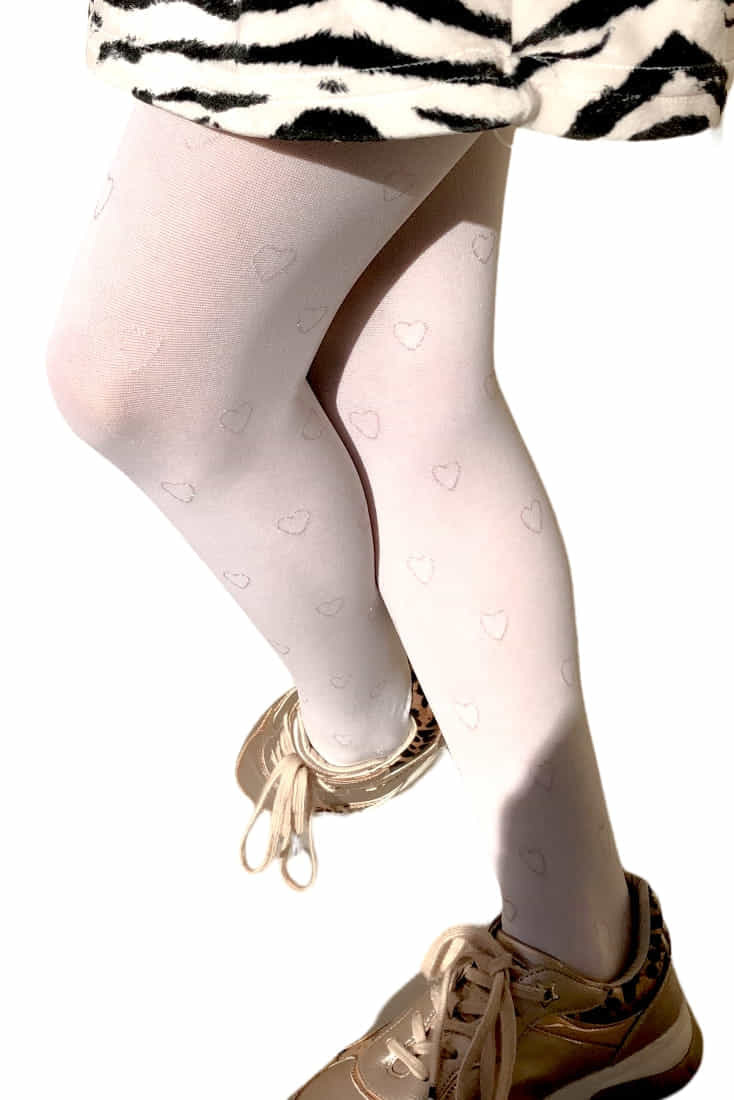 ΠΑΙΔΙΚΟ ΚΑΛΣΟΝ ΑΔΙΑΦΑΝΟ 40DEN ΜΕ ΣΧΕΔΙΟ ΣΤΑΜΠΑ ΚΑΡΔΙΑ BRONZE GLITTER