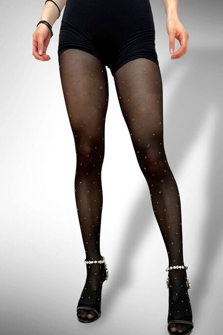 WOMAN DEMI OPAQUE 40 DENIER TIGHTS WITH SPARKLING LUREX POLKA DOTS – SILVER OR GOLD