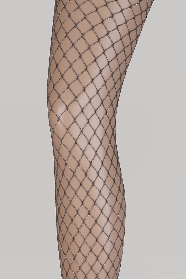 WOMAN ELASTIC BIG HOLE FISHNET TIGHTS WITH GOLD LUREX