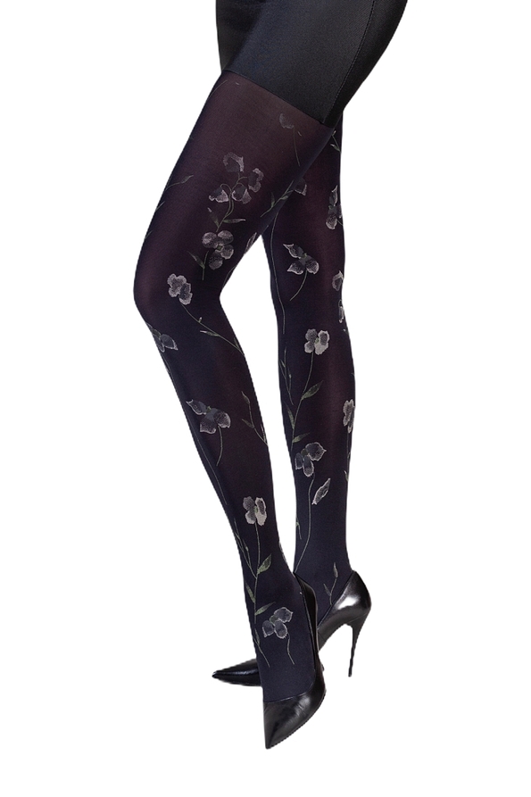 WOMAN OPAQUE ELASTIC TIGHTS 50DEN FLORAL PRINT PATTERN