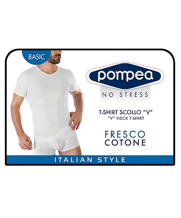 V-NECK T-SHIRT WITH SHORT SLEEVE, STRETCH COTTON