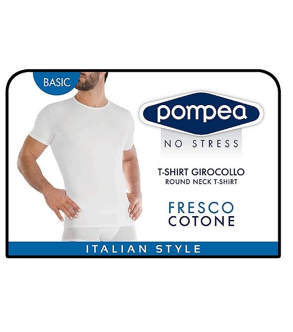 STRETCH COTTON ROUND NECK T-SHIRT WITH SHORT SLEEVES