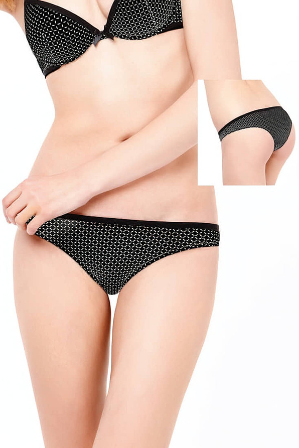 ONETA WOMAN BRAZILIAN BRIEF IN SOFT MICROFIBRE GEOMETRICAL PATTERN