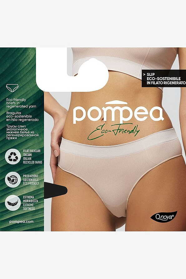 SLIP.ECO FRIENDLY WOMAN BIKINI BRIEFS IN Q-NOVA® SOFT REGENERATED YARN “RIB” WORKING AND SOFT WAISTBAND IN CONTRAST COLOR MELANGE. WITH Q-SKIN® BACTERIOSTATIC GUSSET