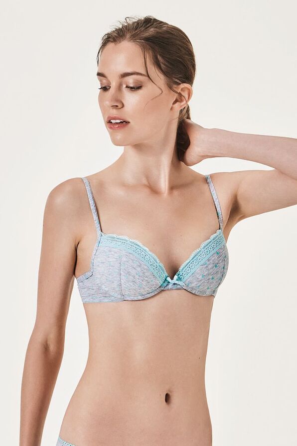 WOMAN SUPER PUSH UP COTTON BRA PADDED WIRED WITH ADJUSTABLE STRAPS AND DOTS PATTERN - RGS P. UP SAPRI