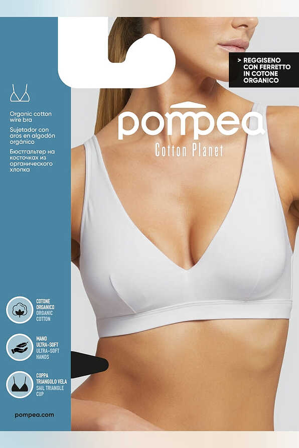 RGS.FERR.COT.PLANET WOMAN BRA IN STRETCH ORGANIC COTTON WITH INTERNAL WIRE AND SAIL SHAPE CUP