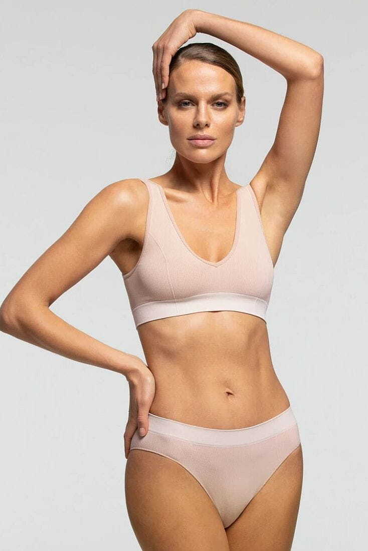 BRAS.V.ECO FRIENDLY ΓΥΝΑΙΚΕΙΟ ΤΟΠ ΜΕ ΦΑΡΔΙΑ ΤΙΡΑΝΤΑ ΚΑΙ ΒΑΘΥ V DECOLTE ΑΠΟ ΜΑΛΑΚΗ ΑΝΑΓΕΝΝΗΜΕΝΗ ΜΙΚΡΟΪΝΑ "Q-NOVA" ΠΛΕΞΗ ΡΙΜΠ ΚΑΙ ΜΑΛΑΚΟ ΜΕΛΑΝΖΕ ΛΑΣΤΙΧΟ ΧΡΩΜΑΤΙΚΑ ΑΝΤΙΘΕΤΟ