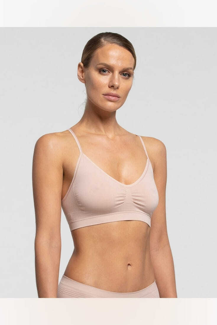 BRASSIERE.SEAMLESS ΓΥΝΑΙΚΕΙΟ ΤΟΠ ΤΡΙΓΩΝΟ ΜΕ ΛΕΠΤΗ ΤΙΡΑΝΤΑ ΑΠΟ ΜΑΛΑΚΗ ΚΑΙ ΕΛΑΦΡΙΑ ΜΙΚΡΟΪΝΑ ΧΩΡΙΣ ΡΑΦΕΣ ΜΕ ΕΠΙΠΕΔΑ ΤΕΛΕΙΩΜΑΤΑ ΚΑΙ ΔΙΑΠΝΕΟΥΣΕΣ ΖΩΝΕΣ ΓΙΑ ΜΕΓΙΣΤΗ ΑΝΕΣΗ