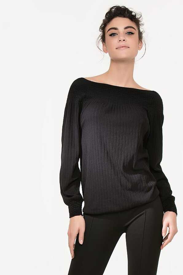 MAGLIA GARDENA ΓΥΝΑΙΚΕΙΑ ΜΠΛΟΥΖΑ ΑΠΟ ΡΙΜΠ ΜΙΚΡΟΪΝΑ ΜΟΝΟΧΡΩΜΗ ΜΕ ΛΑΙΜΟ ΧΑΜΟΓΕΛΟ