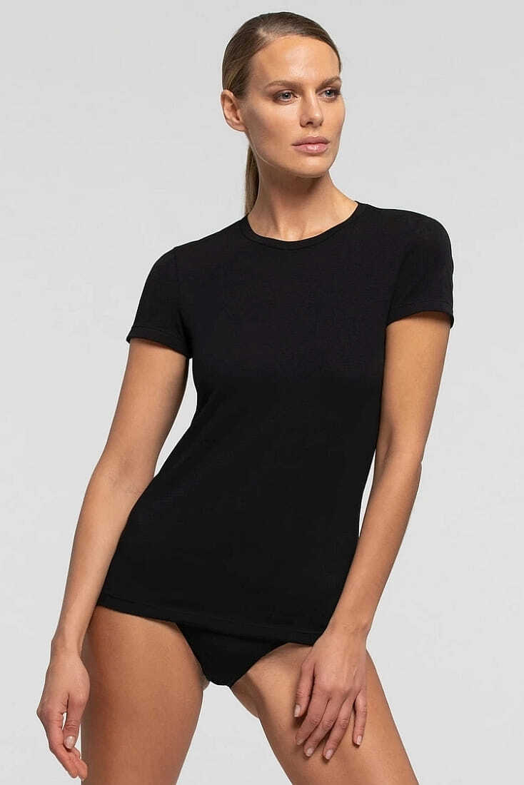 T.SHIRT.COT.PLANET ΓΥΝΑΙΚΕΙΟ ΦΑΝΕΛΑΚΙ ΑΠΟ JERSEY ΟΡΓΑΝΙΚΟ ΒΑΜΒΑΚΙ GOTS ΠΙΣΤΟΠΟΙΗΣΗ ΜΕ ΚΟΝΤΟ ΜΑΝΙΚΙ ΚΑΙ ΚΛΕΙΣΤΟ ΣΤΡΟΓΓΥΛΟ ΛΑΙΜΟ