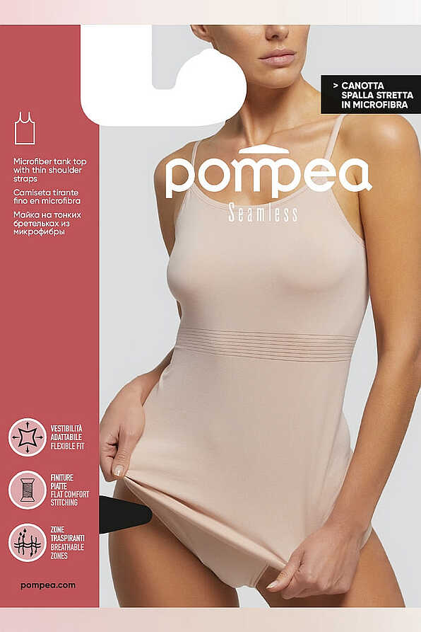 CANOTTA.SEAMLESS WOMAN TANK TOP WITH THIN SHOULDER STRAPS IN SOFT AND LIGHT MICROFIBER WITH FLAT FINISHES FOR MAXIMUM COMFORT