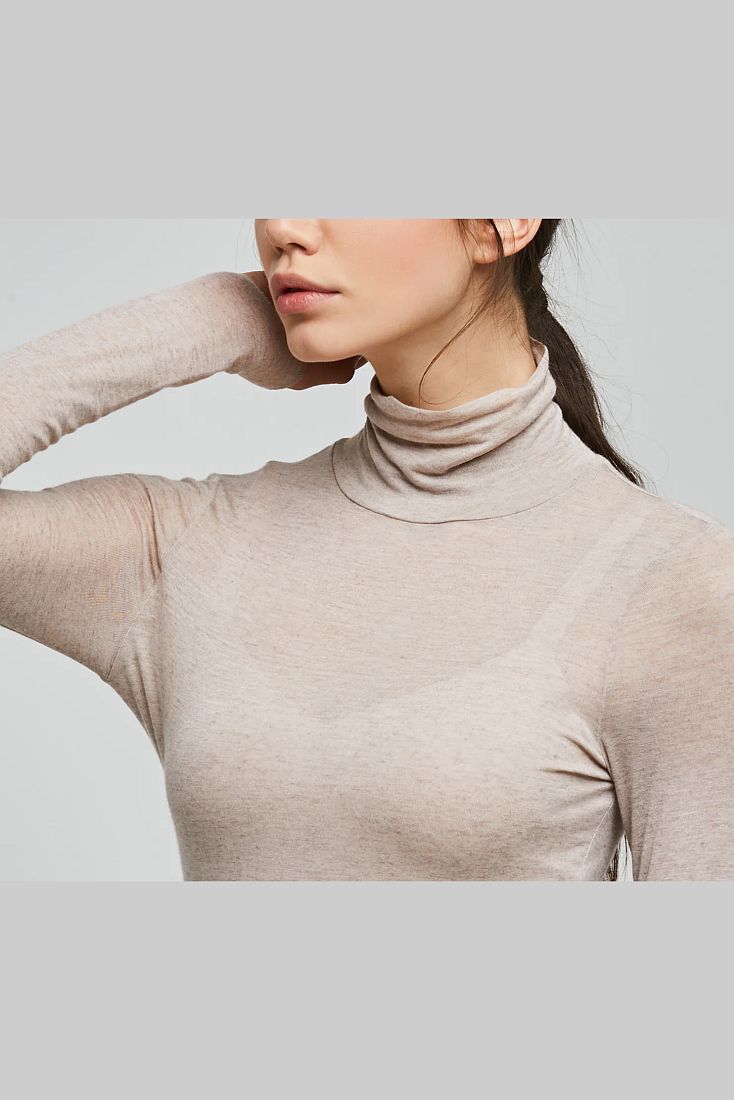 ΓΥΝΑΙΚΕΙΟ ΦΑΝΕΛΑΚΙ ΜΟΝΤΑΛ-ΚΑΣΜΙΡ ΜΕ ΛΑΙΜΟ ΛΟΥΠΕΤΟ ΜΑΚΡΥ ΜΑΝΙΚΙ ΕΛΑΣΤΙΚΟ ΖΕΣΤΟ ΚΑΙ ΠΟΛΎ ΑΠΑΛΟ - MAG.COLLO ALTO