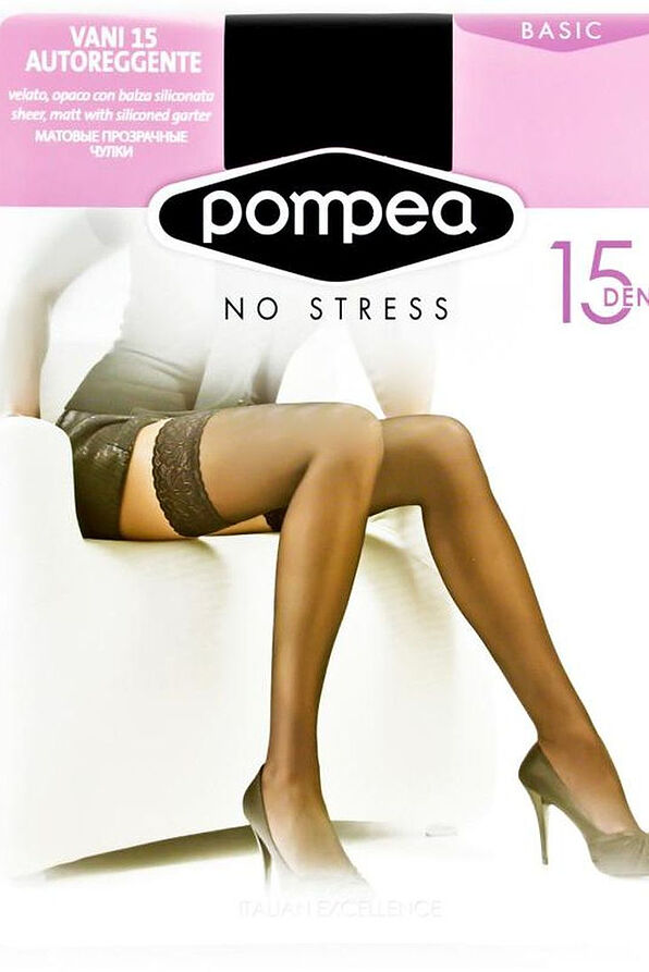 VANI 15 AUT 15DEN SHEER EVERY DAY HOLD UP WITH ELASTANE, MATT, SILICONED LACE BAND, SANDAL TOES