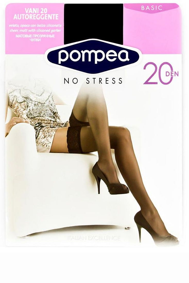 VANI 20 AUT 20DEN SHEER EVERY DAY HOLD UP WITH ELASTANE, MATT, SILICONED LACE BAND, SANDAL TOES