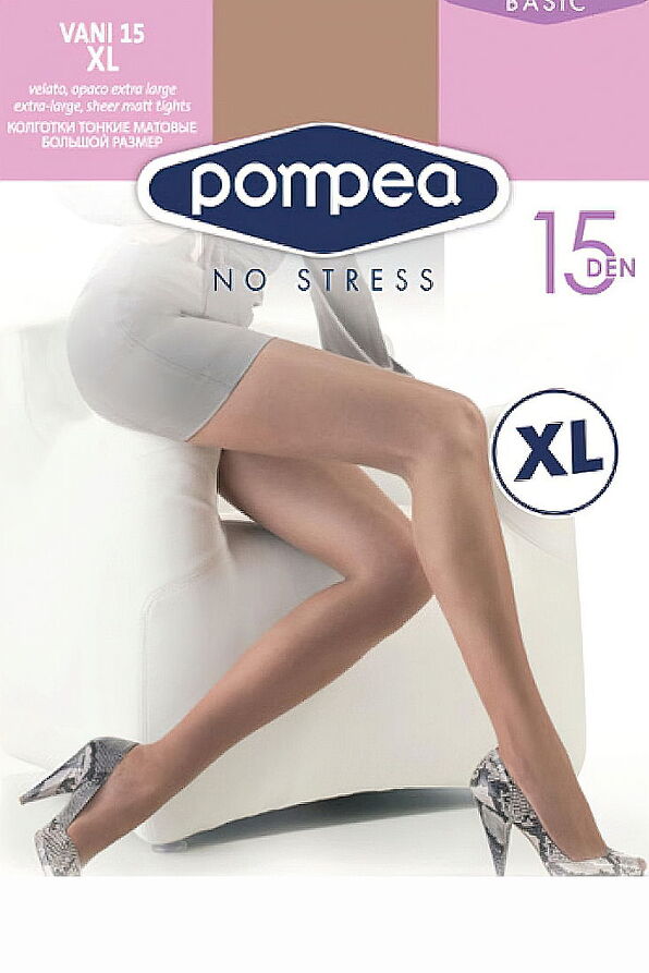 VANI 15 XL WOMAN ULTRA SHEER TIGHTS 15DEN PLUS SIZE MATT REENFORCED PANTY AND TOES