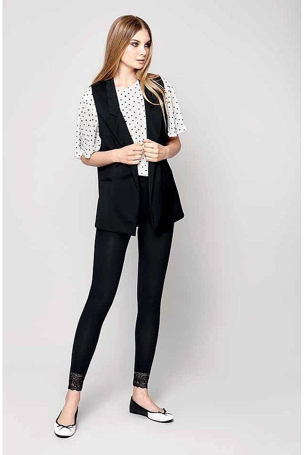 MONREALE - STRETCH COTTON LEGGINS WITH LACE