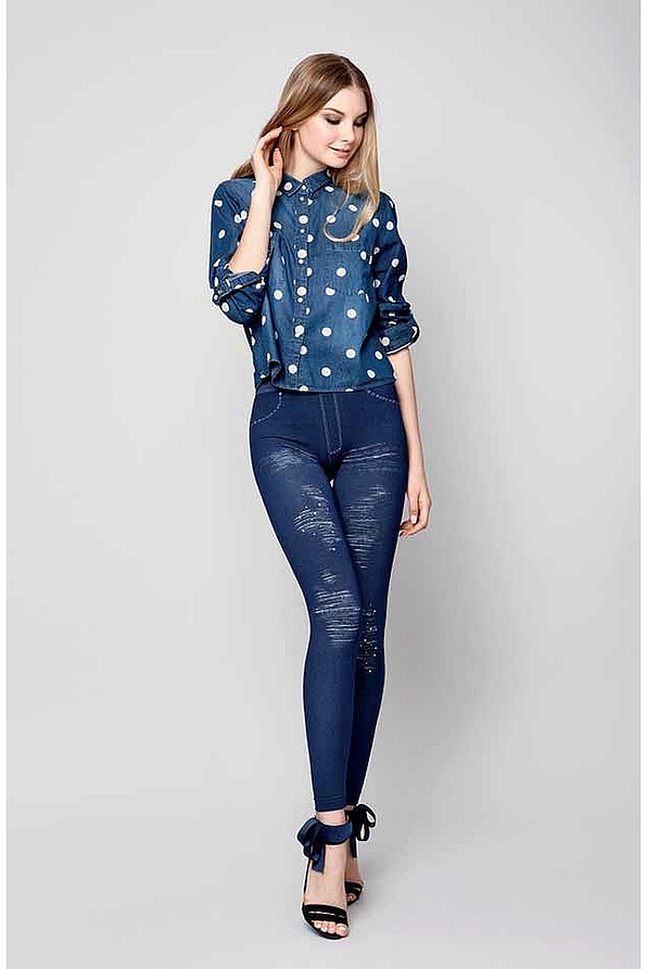 VISCOSE SEAMLESS LEGGINGS WITH SCRATCHES MOTIF & RHINESTONES