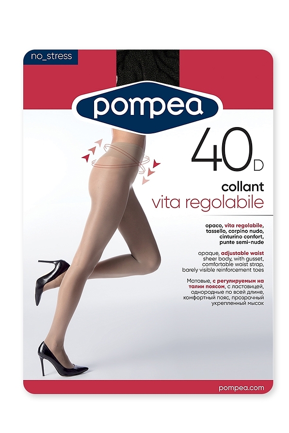POMPEA VITA REG.-40DEN SHEER TIGHTS,OPAQUE, ADJUSTABLE WAIST