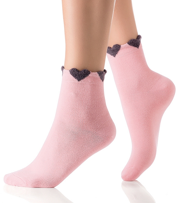 POMPEA EWA - COTTON FASHION SOCKS WITH HEARTS MOTIF