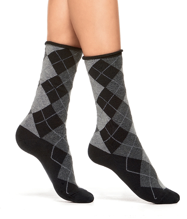 POMPEA ELENA- FASHION COTTON SOCKS WITH RHOMBUS MOTIF
