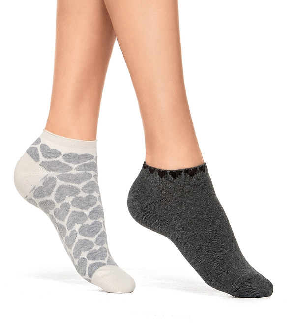 POMPEA CARMELA- 2 PACK, FASHION COTTON MINISOCKS WITH HEARTS