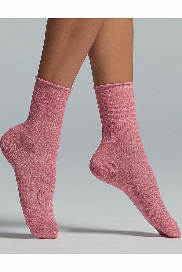 CZ PERSEFONE WOMAN RIB COTTON SOCKS WITH LAME NO COMPRESSION TOP