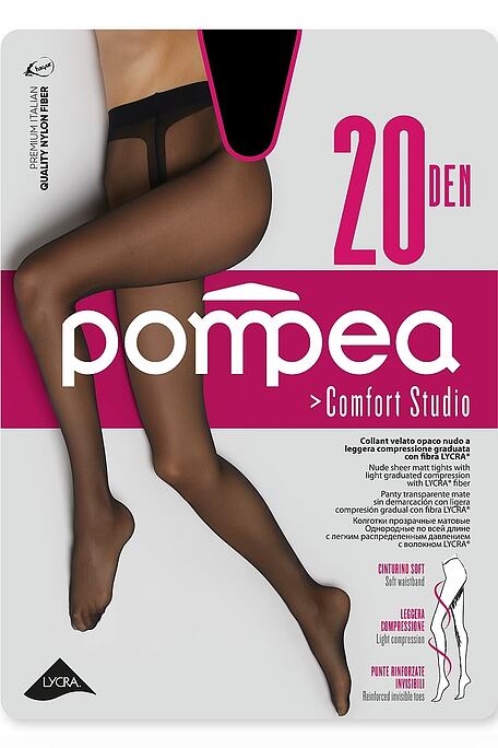 CL 20 STUDIO WOMAN ELASTIC SHEER MATT TIGHTS 20DEN OF LIGHT GRADUATED COMPRESSION SHEER BODY WITH GUSSET SOFT WAISTBAND WITH COMFORT SEAMS AND REINFORCED INVISIBLE TOES