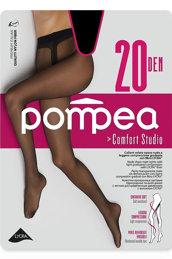 CL 20 STUDIO WOMAN ELASTIC SHEER MATT TIGHTS 20DEN OF LIGHT GRADUATED COMPRESSION SHEER BODY WITH GUSSET SOFT WAISTBAND WITH COMFORT SEAMS AND REINFORCED INVISIBLE TOES