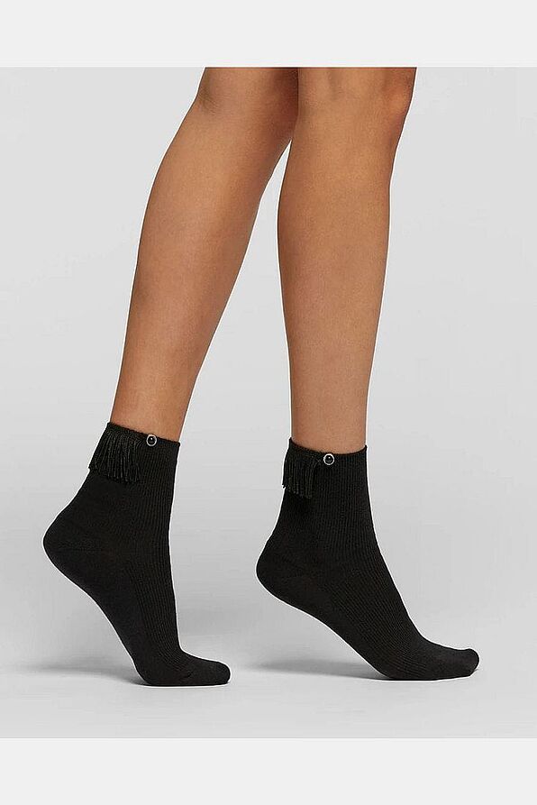 CZ FOLGARIA COTTON SOCKS WITH FASHION FRINGES AROUND CUFF.