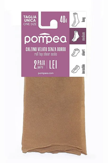 CZ40X2 EVERYDAY 2-PACK WOMAN SHEER MATT ELASTIC SOCKS 40DEN ROLL TOP WITH REINFORCED INVISIBLE TOES