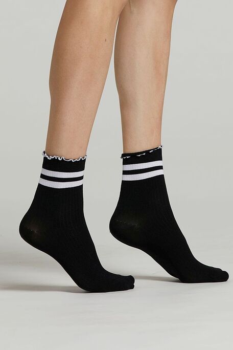 CZ ABELIA WOMAN MERCERIZED COTTON SOCKS WITH STRIPES PATTERN AND ROLL TOP CUFF