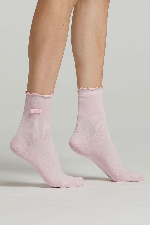CZ SOFORA WOMAN MERCERIZED COTTON SOCKS WITH BOW ON SIDE AND ROLL TOP CUFF
