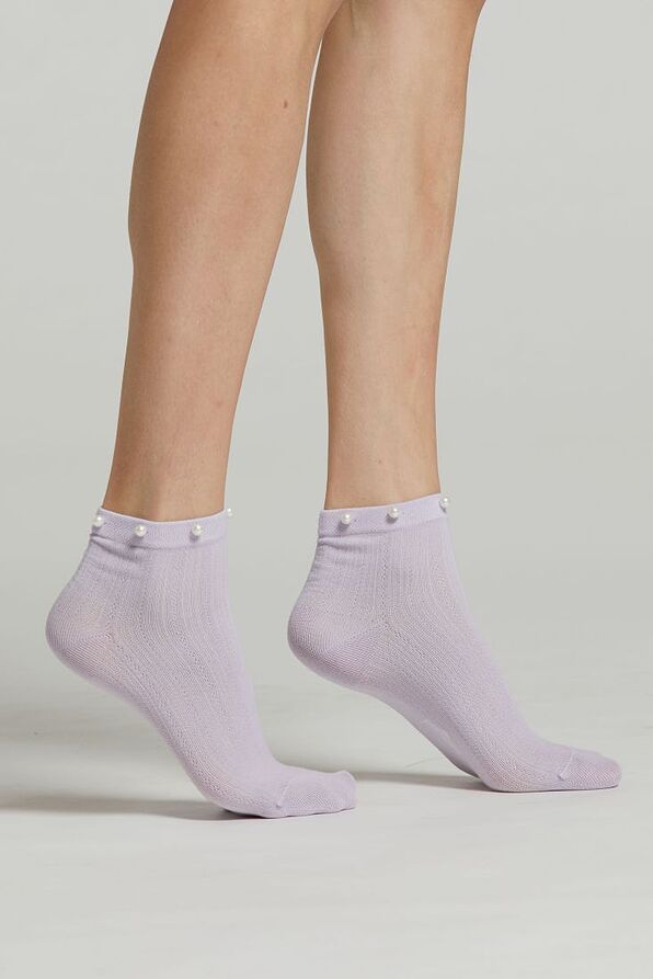 CZ MORGANA WOMAN COTTON SOCKS WITH PEARLS ON CUFF