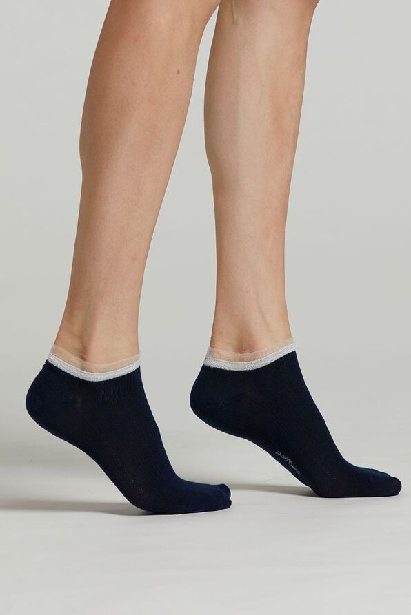 MCZ CALLA WOMAN COTTON LOW-CUT SOCKS WITH GLITTER AND TULLE FLOUNCE AT CUFF