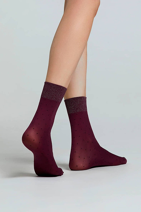 CZ ANEMONE WOMAN ELASTIC SOCKS WITH MICRO-DOTS PATTERN AND LUREX CUFF