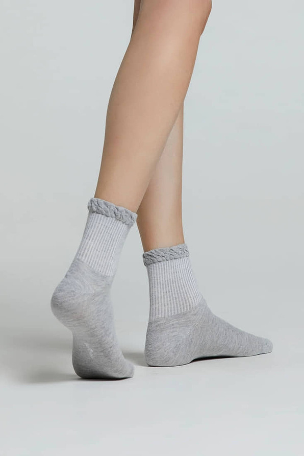 CZ GIRASOLE OPEN-WORK COTTON SOCKS WITH SCALLOPED CUFF