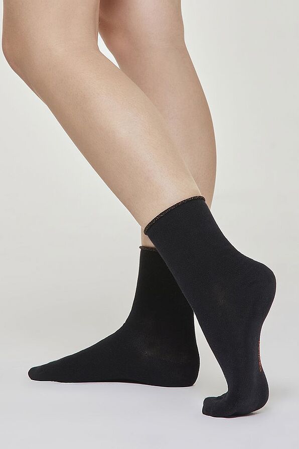 WOMAN COTTON ANΚLE SOCKS WITH LAME' ROLL TOP CUFF - CZ GIULIETTA