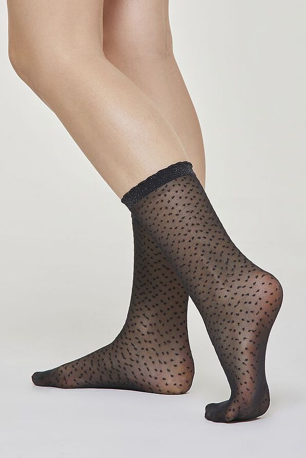 WOMAN SHEER ELASTIC SOCKS WITH DOTS AND LAME CUFF - CZ MARTINA