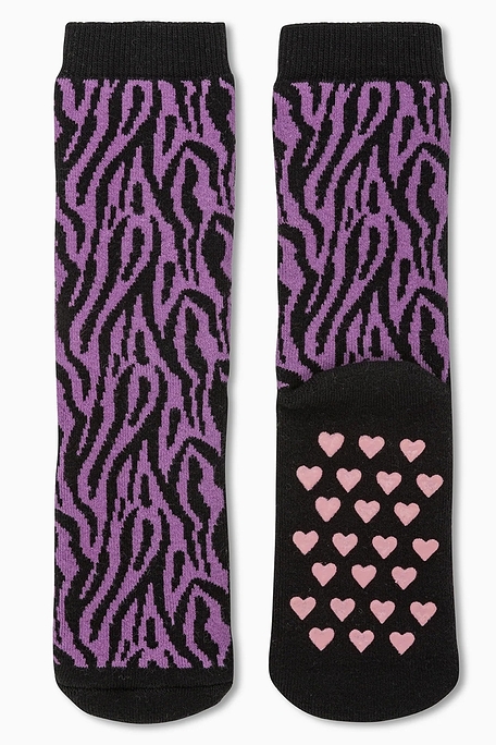 GIRL TERRY-COTTON SLIPPERS ANTI-SLIP WITH ABS AND ANIMAL PATTERN - ABS CZ F.LEDA