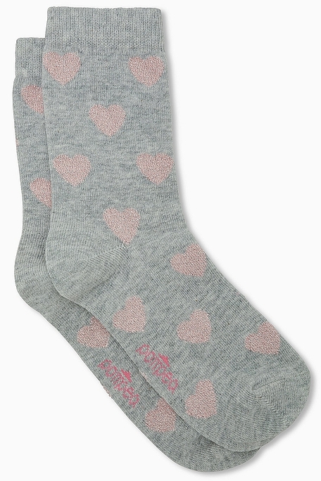 GIRL COTTON NORMAL SOCKS WITH LAME' HEARTS PATTERN - CZ BIMBA ERICA