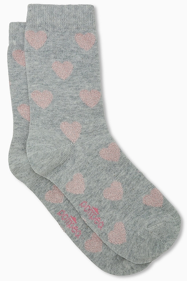 GIRL COTTON NORMAL SOCKS WITH LAME' HEARTS PATTERN - CZ BIMBA ERICA