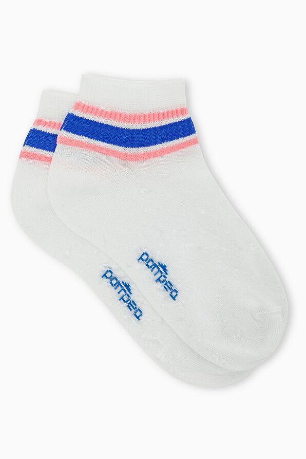 GIRL THIN MERCERIZED COTTON SOCKS WITH COLORFUL STRIPES AT THE ANKLE - CZ BIMBA GIANNA