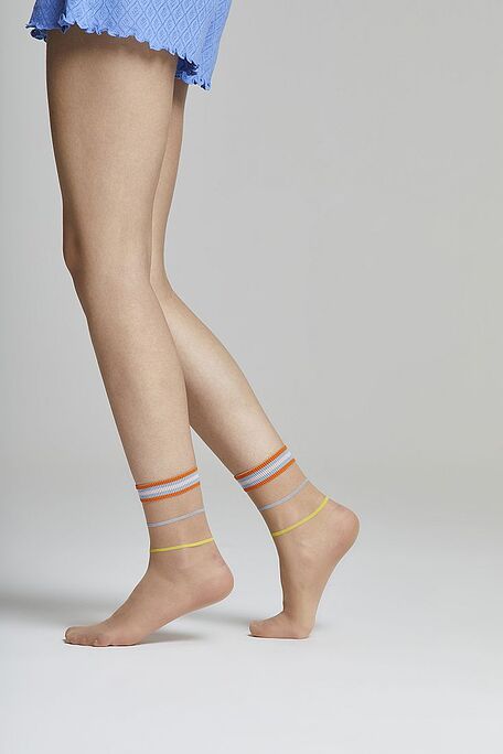 WOMAN SHEER STRECH SOCKS WITH HORIZONTAL COLORFUL STRIPES - CZ TULIPANO