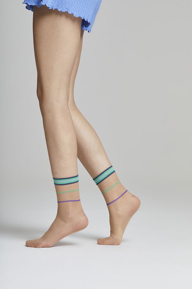 ΓΥΝΑΙΚΕΙΟ ΛΕΠΤΟ ΕΛΑΣΤΙΚΟ ΣΟΣΟΝΙ ΔΙΑΦΑΝΟ ΜΕ ΧΡΩΜΑΤΙΣΤΕΣ ΟΡΙΖΟΝΤΙΕΣ ΡΙΓΕΣ - CZ TULIPANO