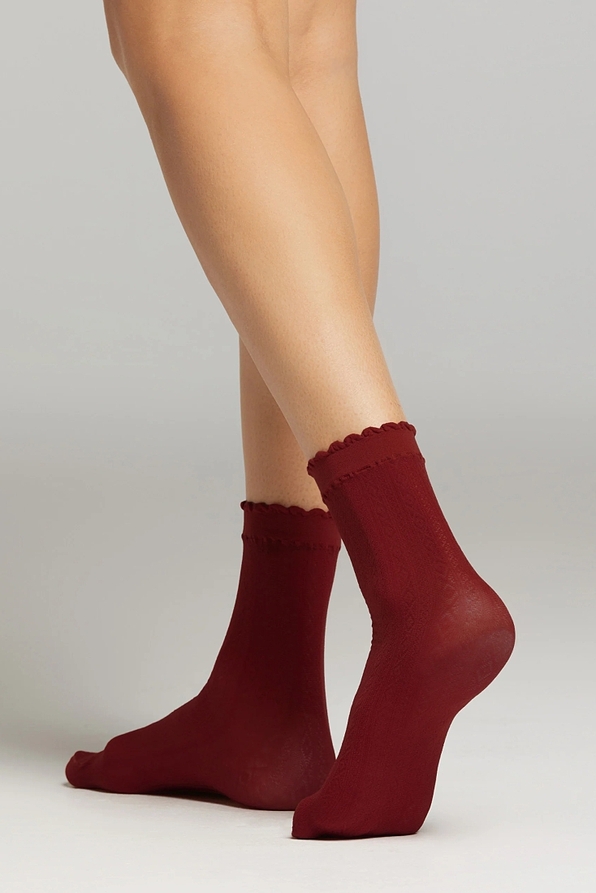 WOMAN SHEER ELASTIC SOCKS WITH GEOMETRIC PATTERN-CZ GINNY