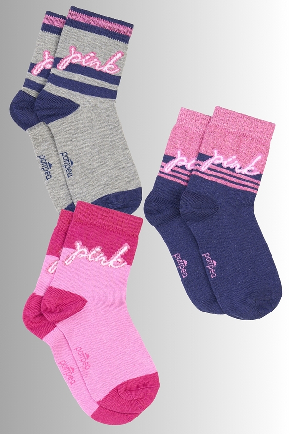 GIRL WARM COTTON SOCKS WITH LAME IN CUFFS AND LETTERING-CZ BIMBA BARBARA